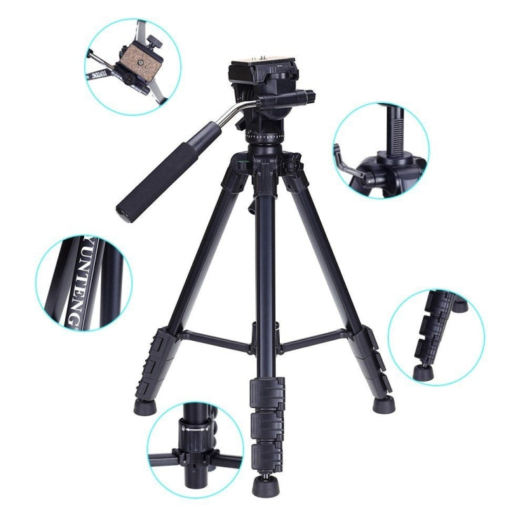YUNTENG VCT-691 Soporte para trípode de aluminio con cabezal de arrastre fluido, VCT-691