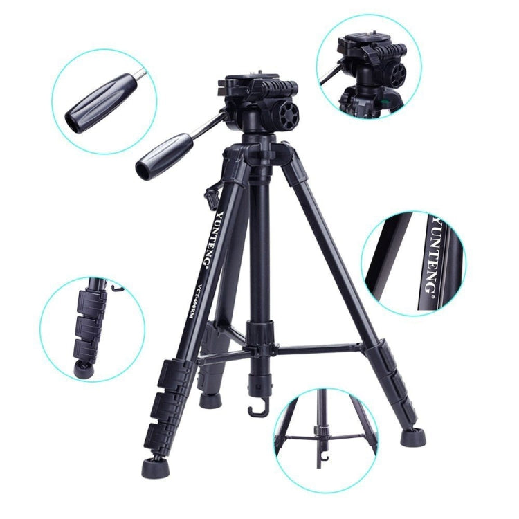 YUNTENG VCT-690 Soporte para trípode de aluminio con cabezal de arrastre fluido, VCT-690