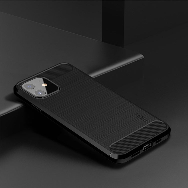 Funda de TPU suave de fibra de carbono con textura cepillada de la serie Gentleness de MOF, For iPhone 12 mini, For iPhone 12 / 12 Pro, For iPhone 12 Pro Max, For iPhone?12 / 12 Pro