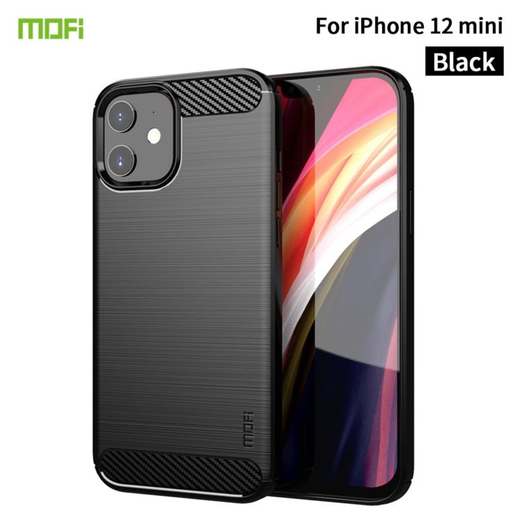 Funda de TPU suave de fibra de carbono con textura cepillada de la serie Gentleness de MOF, For iPhone 12 mini, For iPhone 12 / 12 Pro, For iPhone 12 Pro Max, For iPhone?12 / 12 Pro