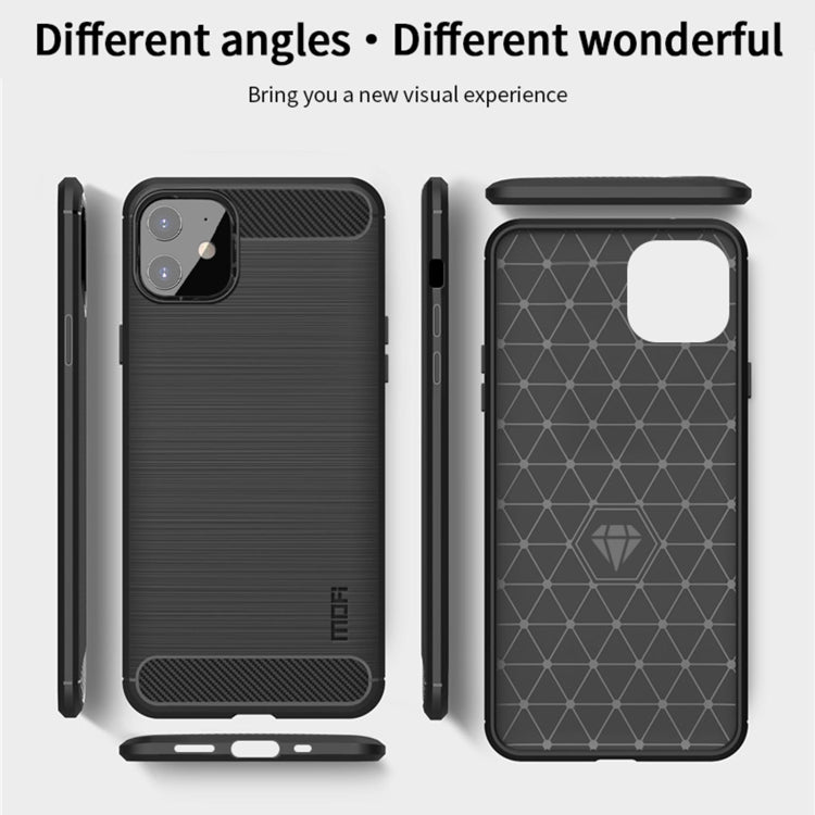Funda de TPU suave de fibra de carbono con textura cepillada de la serie Gentleness de MOF, For iPhone 12 mini, For iPhone 12 / 12 Pro, For iPhone 12 Pro Max, For iPhone?12 / 12 Pro
