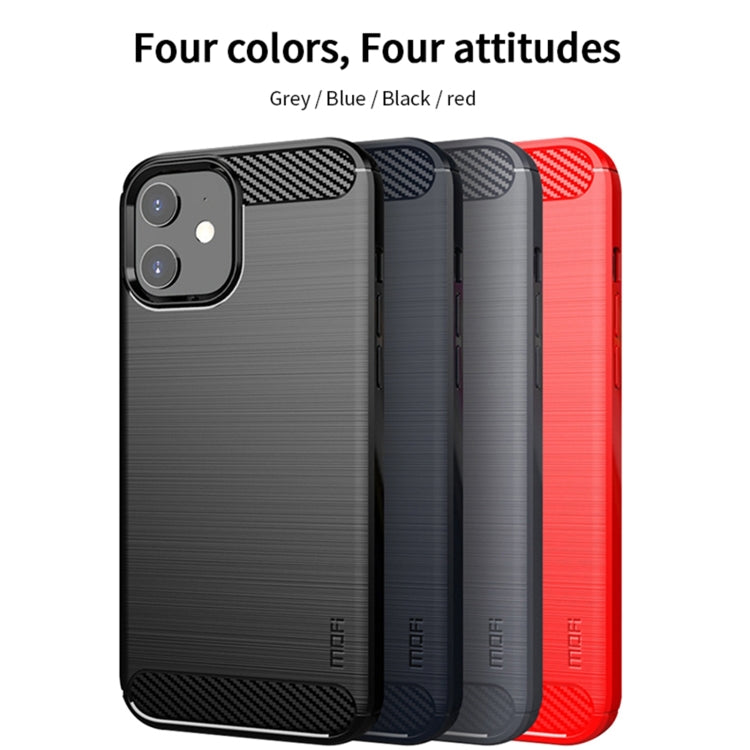 Funda de TPU suave de fibra de carbono con textura cepillada de la serie Gentleness de MOF, For iPhone 12 mini, For iPhone 12 / 12 Pro, For iPhone 12 Pro Max, For iPhone?12 / 12 Pro