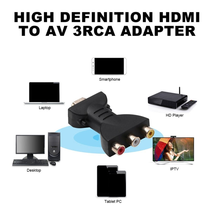 HDMI macho chapado en oro a 3 RGB RCA Adaptador de audio y video Convertidor de componentes AV para proyector de DVD, HDMI