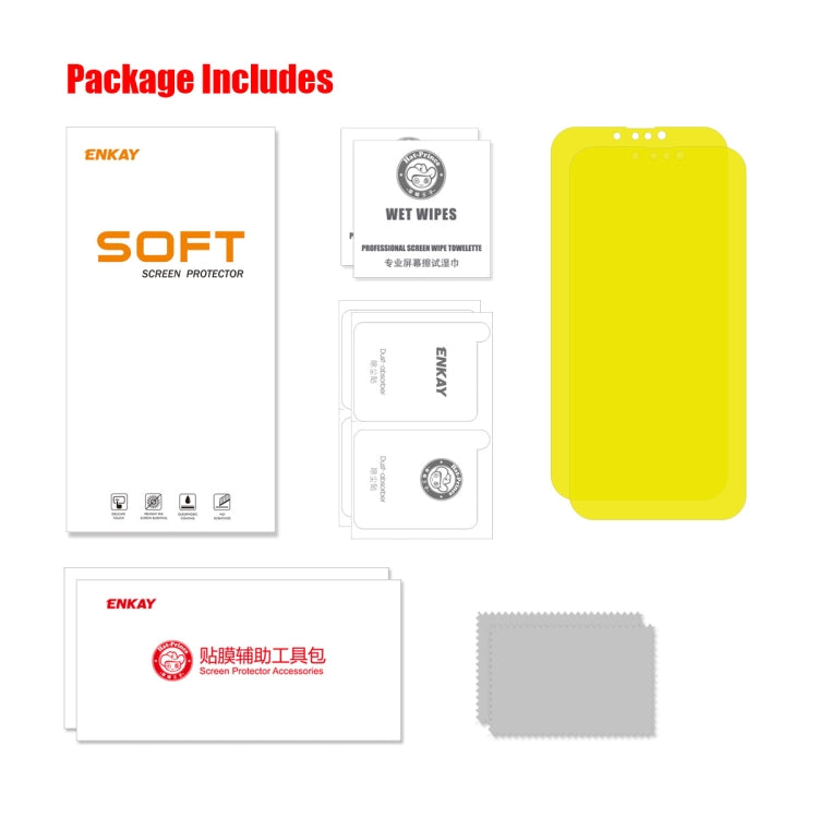 Película de hidrogel a prueba de explosiones con pegamento completo ENKAY de 2 piezas para iPhone 13/13 Pro, For iPhone 13 / 13 Pro(2 PCS)