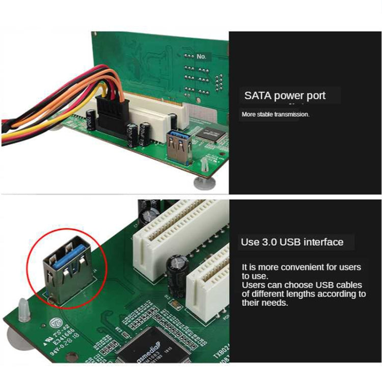 Tarjeta adaptadora de ranura PCIe a PCI dual Tarjeta de expansión USB 3.0