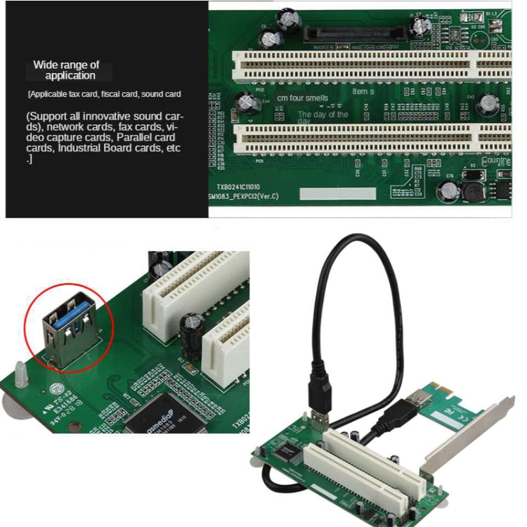 Tarjeta adaptadora de ranura PCIe a PCI dual Tarjeta de expansión USB 3.0