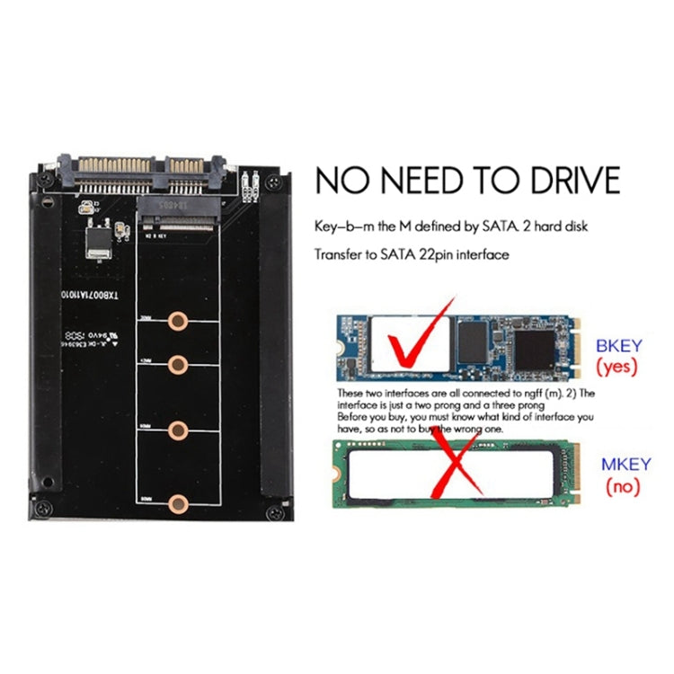Tarjeta de expansión M.2 a SATA3.0 Adaptador de 22 pines Tarjeta de conversión de interfaz SSD de 2,5 pulgadas