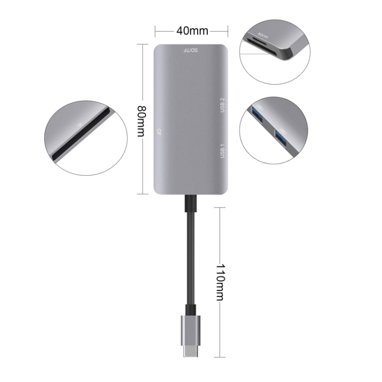 Adaptador HUB de lectura de datos 5 en 1 con tarjeta SD / TF / CF, puertos USB 3.0 duales, Dual USB3.0+SD / TF / CF Card