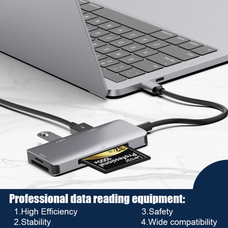 Adaptador HUB de lectura de datos 5 en 1 con tarjeta SD / TF / CF, puertos USB 3.0 duales, Dual USB3.0+SD / TF / CF Card