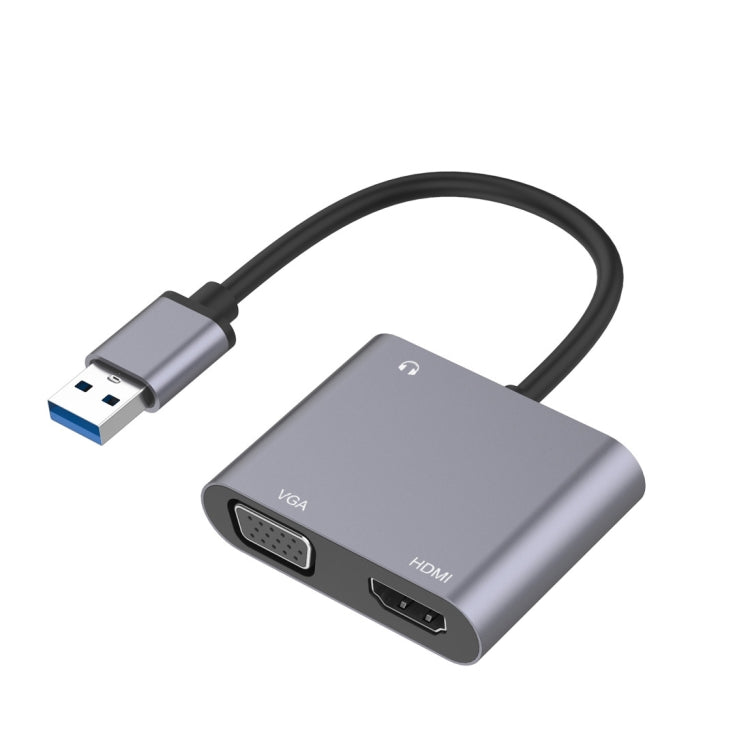 Adaptador HUB 3 en 1 USB a HDMI / VGA / Audio