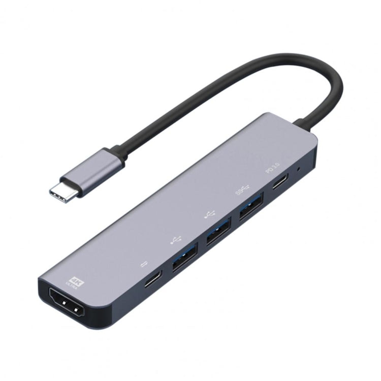 Adaptador HUB de estación de acoplamiento tipo C 6 en 1 a HDMI + PD + tipo C + USB3.0 + USB2.0 x 2