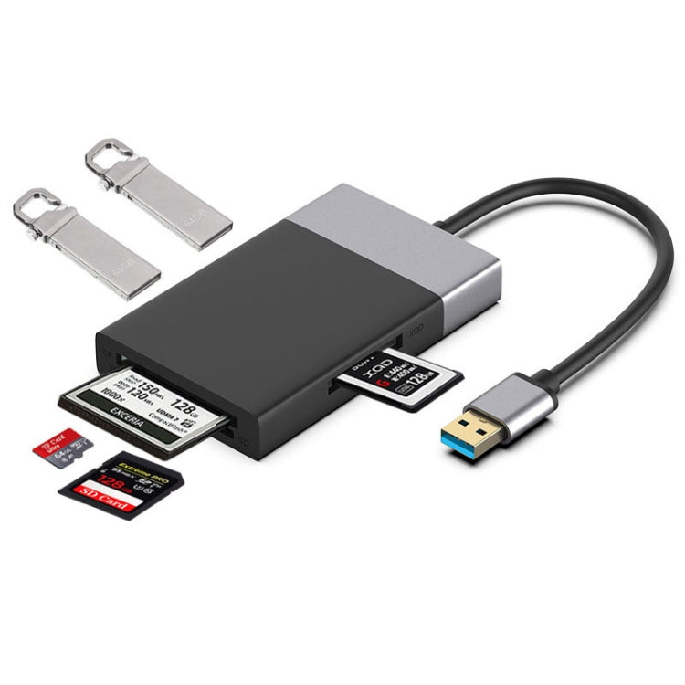 6 en 1 USB 3.0 a USB3.0 x 2+Tarjeta CF+Tarjeta TF+Tarjeta SD+Adaptador HUB de tarjeta XQD