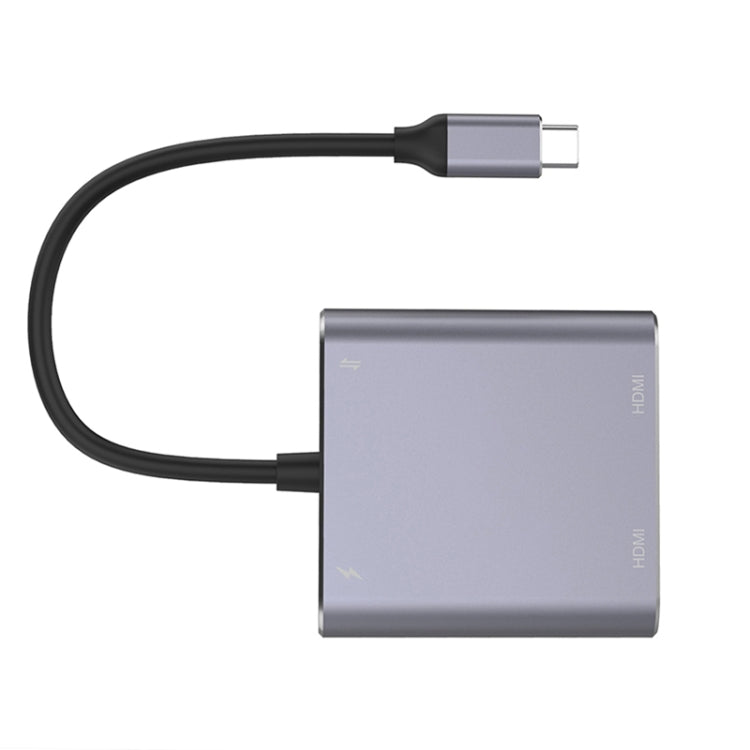 Adaptador HUB 4 en 1 tipo C a HDMI dual + USB + tipo C