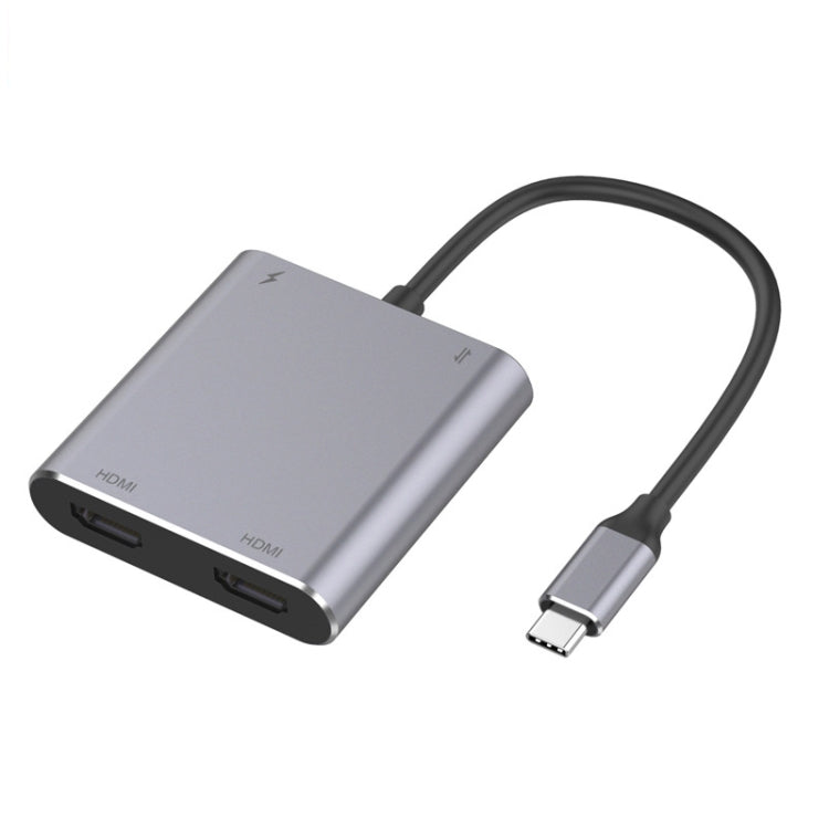 Adaptador HUB 4 en 1 tipo C a HDMI dual + USB + tipo C