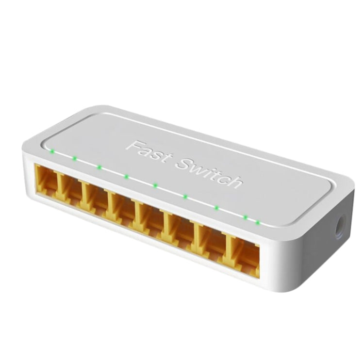 Miniinterruptor RJ45 de 8 puertos, 100M, Plug-and-Play para el hogar, divisor de red no administrado para monitoreo de red de dormitorio