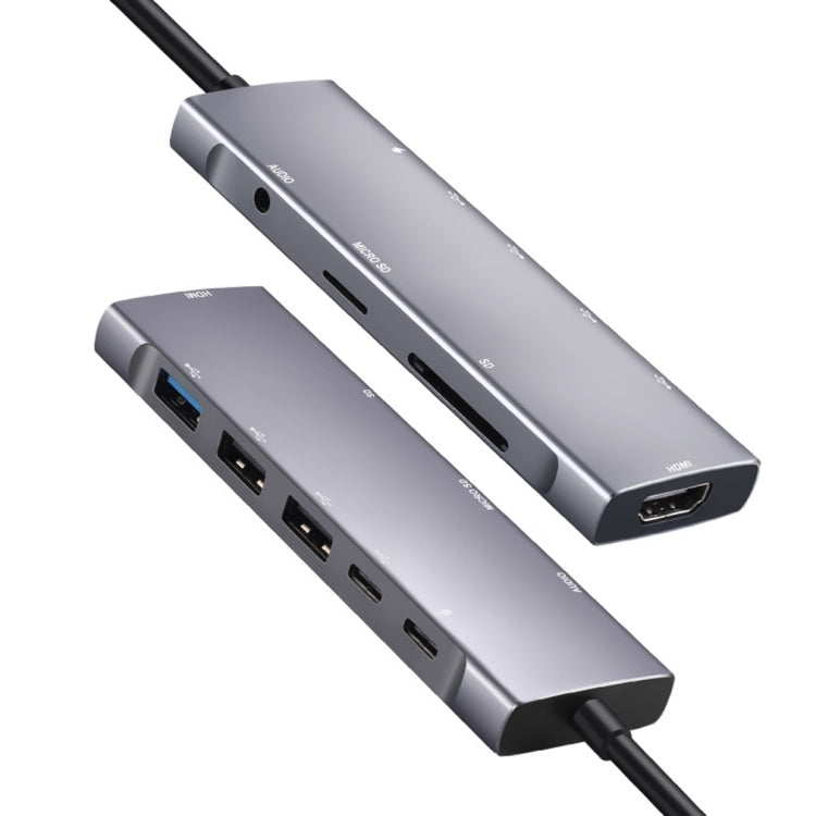 Adaptador USB tipo C 9 en 1 a HDMI+USB3.0x3+tipo C+PD+SD/TF+Audio HUB, HDMI+USB3.0x3+Type-C+PD+SD/TF+Audio to Type-C