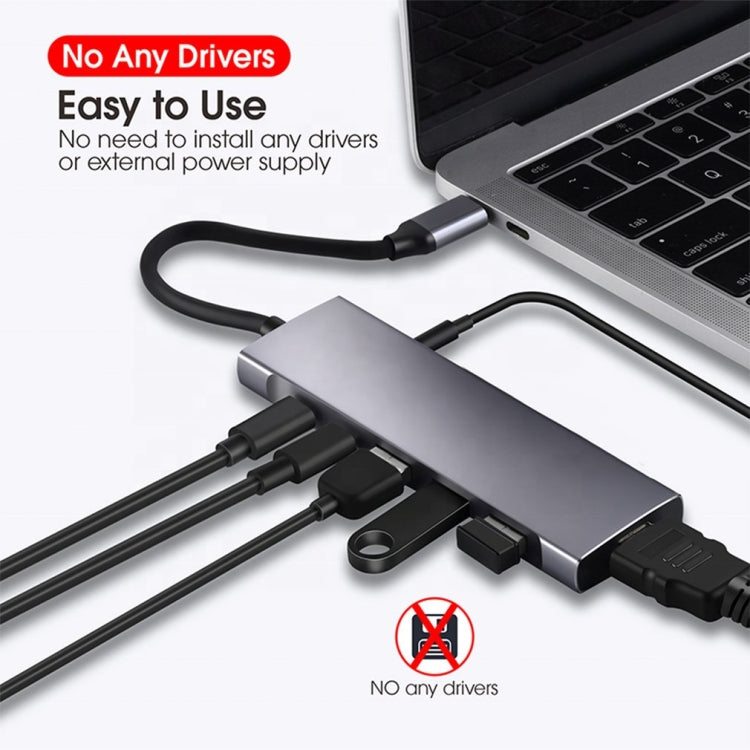 Adaptador USB tipo C 9 en 1 a HDMI+USB3.0x3+tipo C+PD+SD/TF+Audio HUB, HDMI+USB3.0x3+Type-C+PD+SD/TF+Audio to Type-C