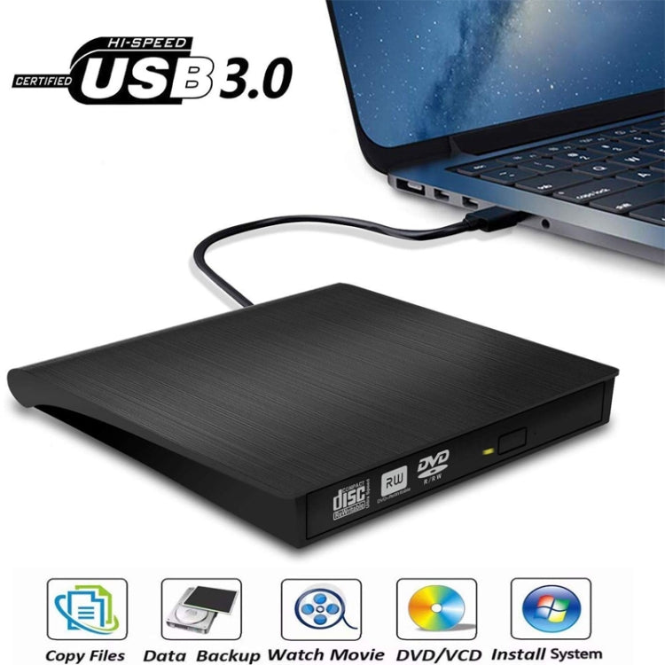 Reproductor de unidad óptica CD/DVD-RW externo cepillado USB 3.0, ECD819