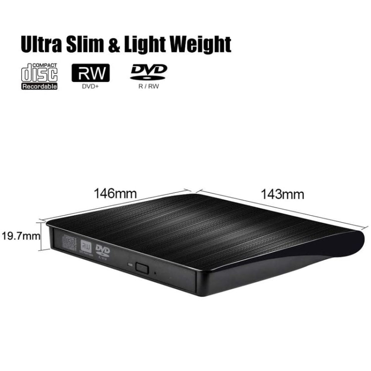 Reproductor de unidad óptica CD/DVD-RW externo cepillado USB 3.0, ECD819
