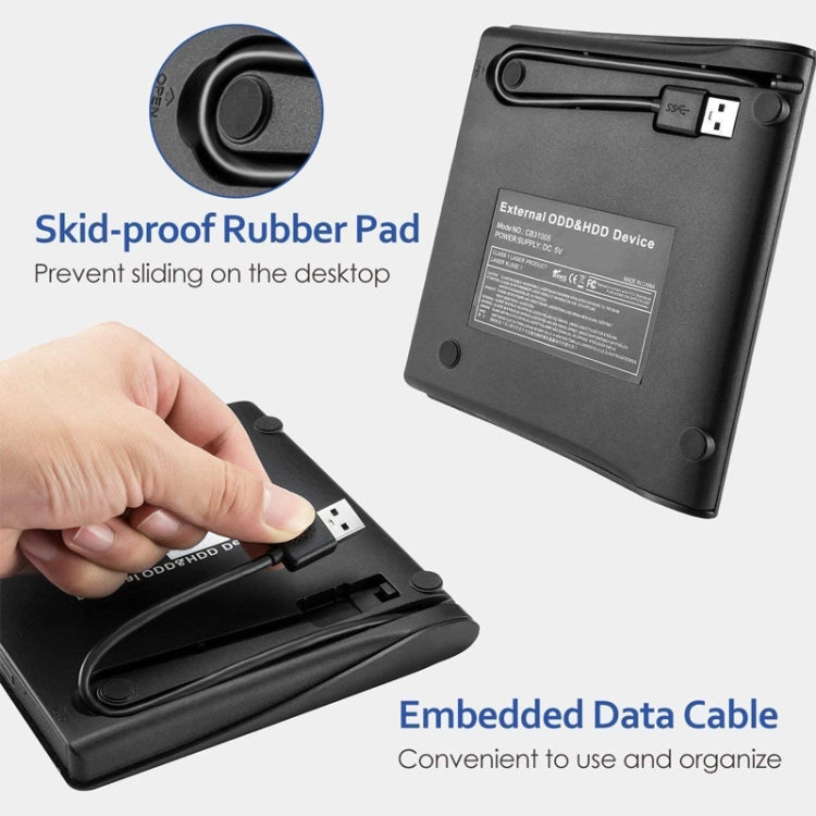 Reproductor de unidad óptica CD/DVD-RW externo cepillado USB 3.0, ECD819