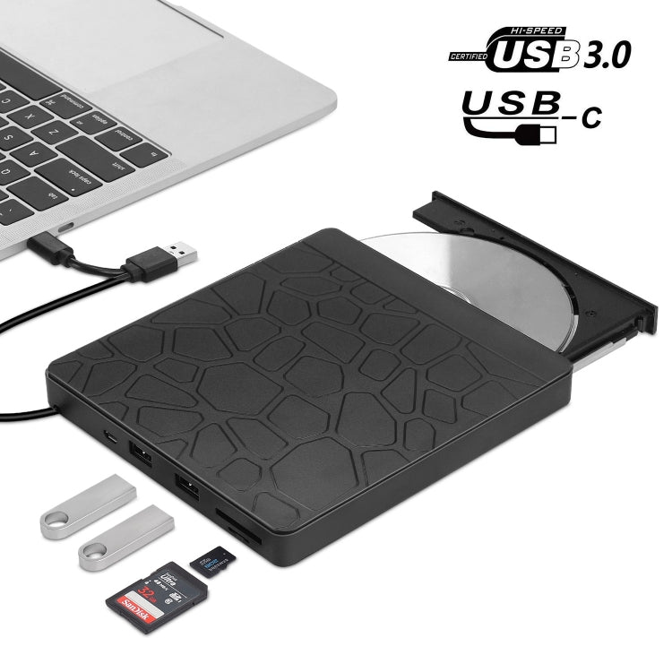 Unidad de DVD externa multifuncional USB3.0 CD DVD +/-RW Grabadora con ranura SD