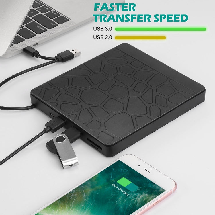 Unidad de DVD externa multifuncional USB3.0 CD DVD +/-RW Grabadora con ranura SD