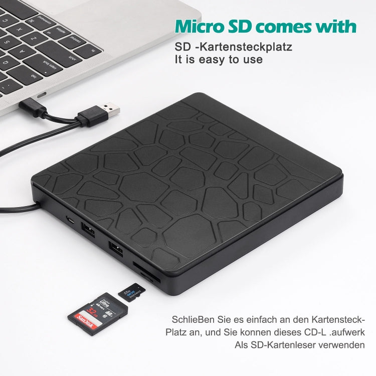 Unidad de DVD externa multifuncional USB3.0 CD DVD +/-RW Grabadora con ranura SD