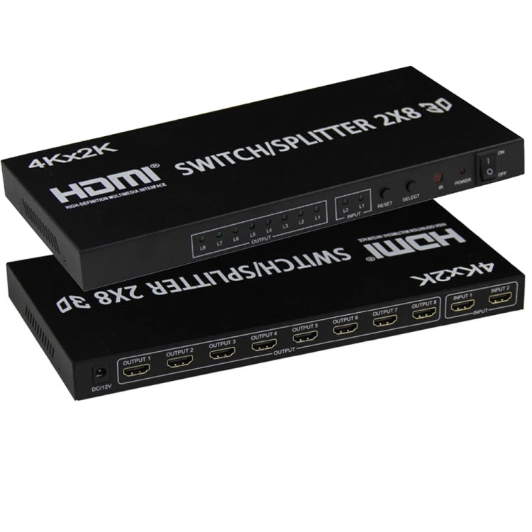 Conmutador de vídeo HDMI 2 en 8 Full HD 4K x 2K