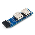 Placa base de PC de 9 pines a 2 x convertidor hembra USB 2.0 para dongle, receptor de mouse inalámbrico