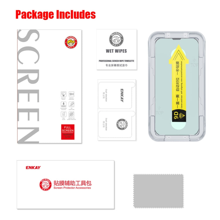 Película de vidrio templado para protección ocular ENKAY Quick Stick, For iPhone 13 mini, For iPhone 13 / 13 Pro, For iPhone 13 Pro Max