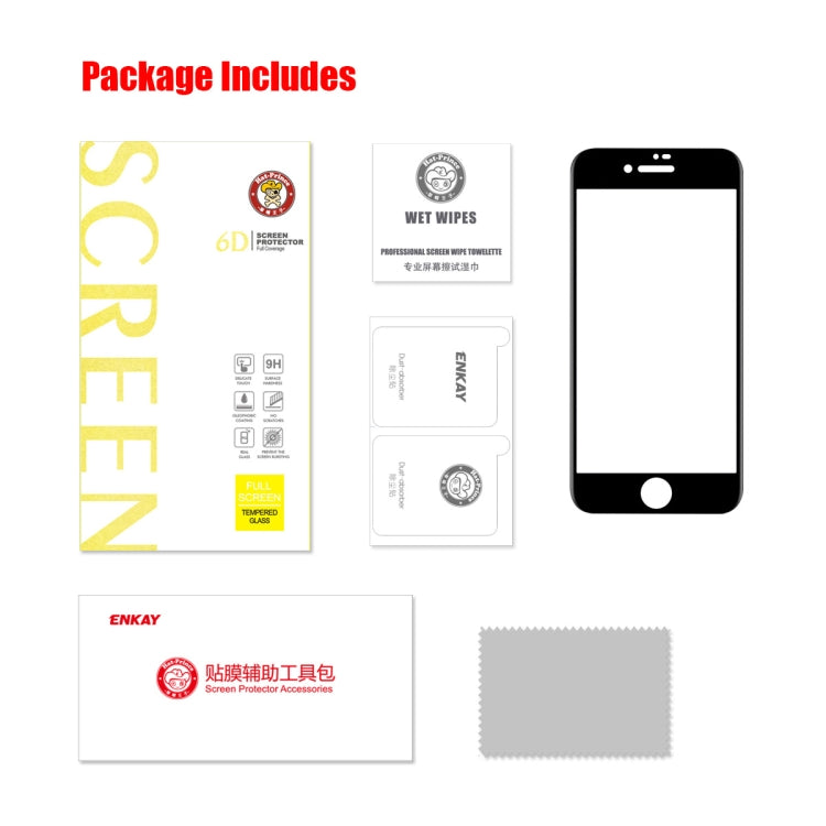 Película ENKAY Full Glue 6D de vidrio templado antiarañazos para iPhone SE 2022 / SE 2020 / 8 / 7, 1 PC, 2pcs, 5pcs
