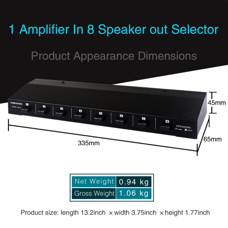 Caja amplificadora de potencia de 100W, 1 entrada y 8 salidas, altavoz conmutador de distribución