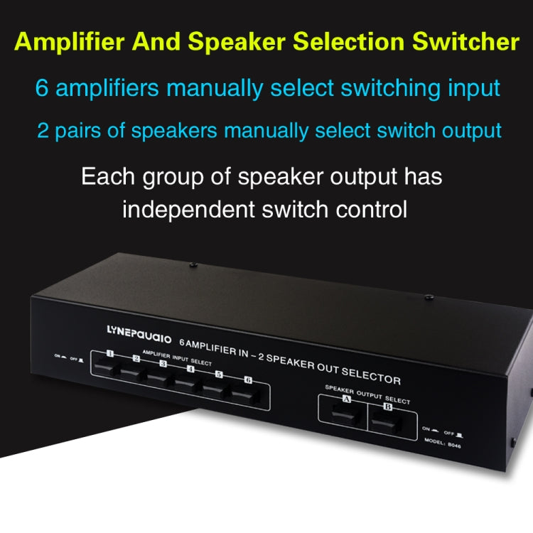 6 en 2 salidas 300W amplificador de potencia conmutador interruptor de altavoz distribuir dispositivo, 6 In 2 Out