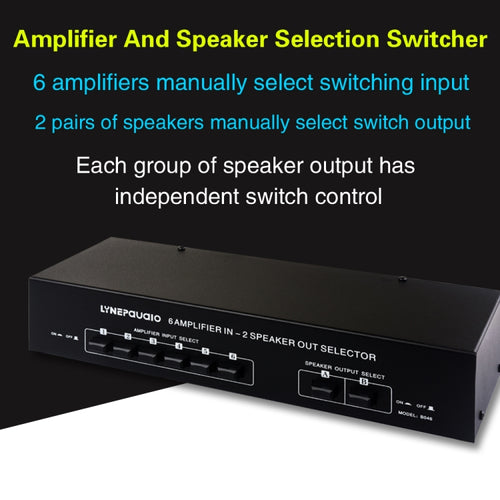 6 en 2 salidas 300W amplificador de potencia conmutador interruptor de altavoz distribuir dispositivo, 6 In 2 Out