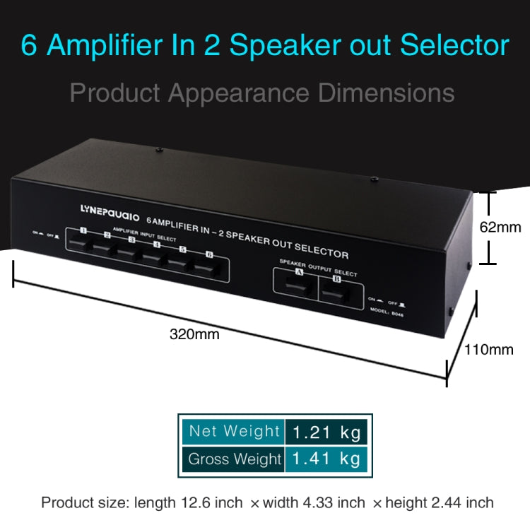 6 en 2 salidas 300W amplificador de potencia conmutador interruptor de altavoz distribuir dispositivo, 6 In 2 Out