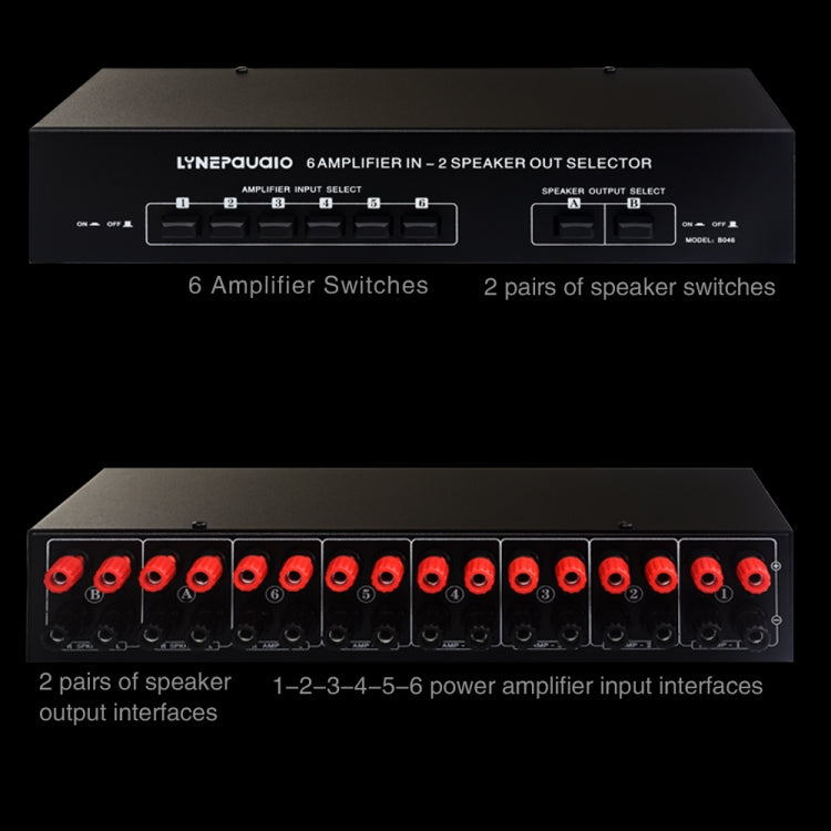 6 en 2 salidas 300W amplificador de potencia conmutador interruptor de altavoz distribuir dispositivo, 6 In 2 Out