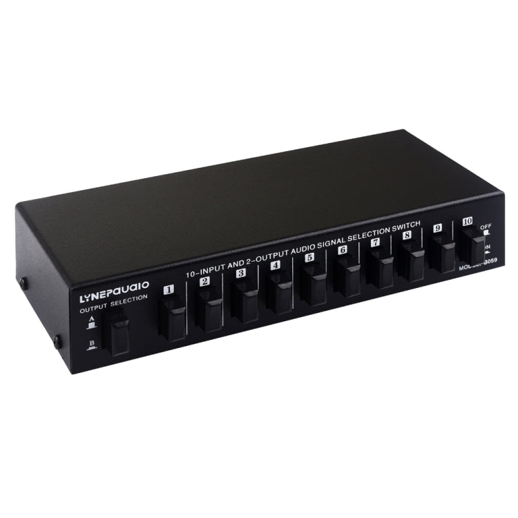 B059 10 en 2 salidas/2 en 10 salidas interruptor RCA de 2 vías señal de frecuencia de Audio seleccione dispositivo de cambio caja de altavoz, B059