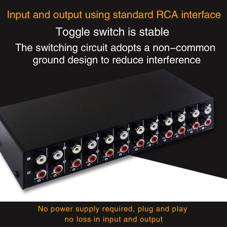 B059 10 en 2 salidas/2 en 10 salidas interruptor RCA de 2 vías señal de frecuencia de Audio seleccione dispositivo de cambio caja de altavoz, B059