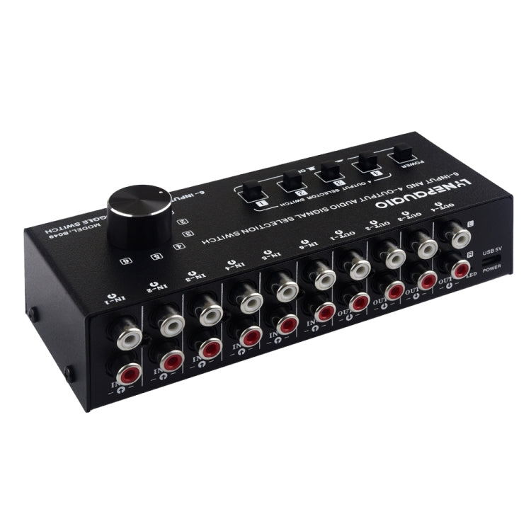 Conmutador de Audio RCA de 6 entradas y 4 salidas, Selector de señal, Control de interruptor de dispositivo de distribución