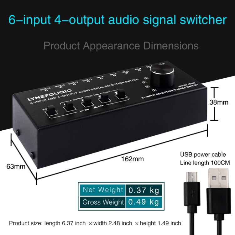 Conmutador de Audio RCA de 6 entradas y 4 salidas, Selector de señal, Control de interruptor de dispositivo de distribución