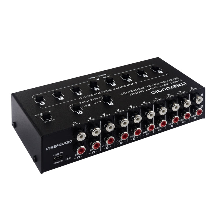 Distribuidor de interruptor de selección de señal de frecuencia de Audio RCA 2 en 8 salidas, 2 In 8 Out
