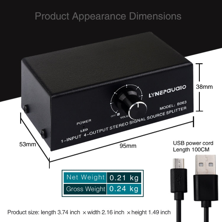 1 en 4 salidas, señal de frecuencia de Audio, dispositivo de distribución, interfaz RCA de salida sin consumo, 1 In 4 Out RCA Interface