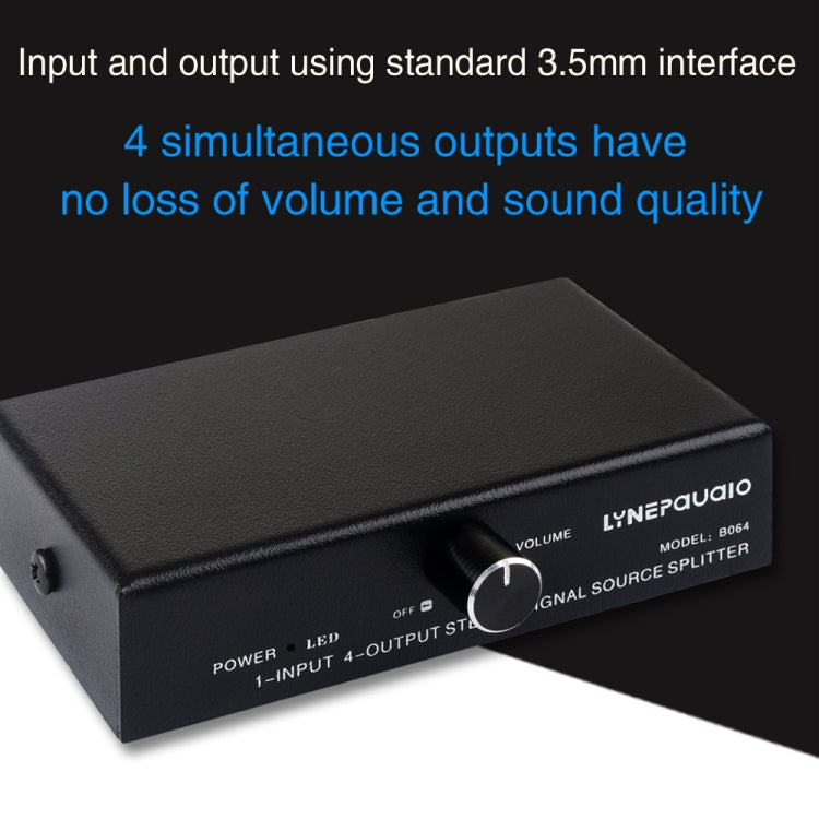 Dispositivo de distribución divisor de señal de frecuencia de audio 1 en 4 salidas, sin consumo, salida de interfaz de 3,5 mm, 1 In 4 Out 3.5mm Interface