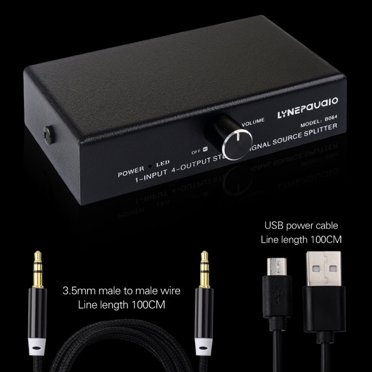 Dispositivo de distribución divisor de señal de frecuencia de audio 1 en 4 salidas, sin consumo, salida de interfaz de 3,5 mm, 1 In 4 Out 3.5mm Interface