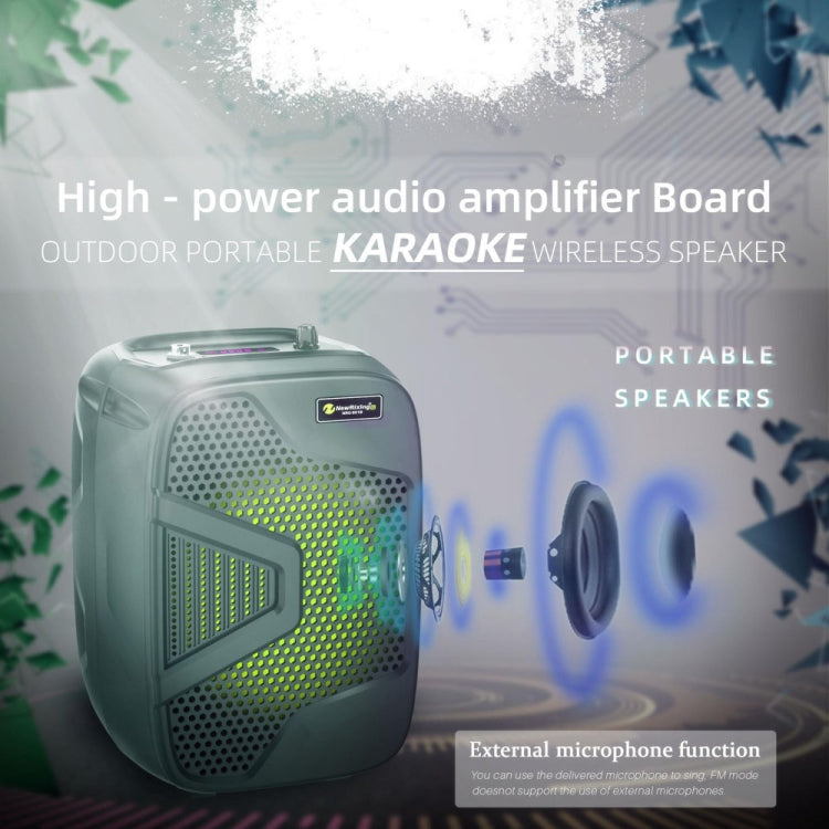 NewRixing NRG501B Altavoz inalámbrico de karaoke para exteriores Amplificador de audio de alta potencia, With Mic, No Mic
