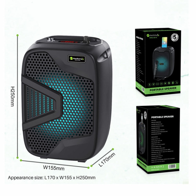 NewRixing NRG501B Altavoz inalámbrico de karaoke para exteriores Amplificador de audio de alta potencia, With Mic, No Mic