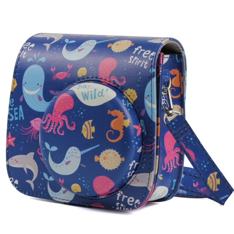 Ocean World Pattern Cámara de cuerpo completo Funda de cuero PU con correa para FUJIFILM instax mini 9 / mini 8+ / mini 8, Ocean World Pattern