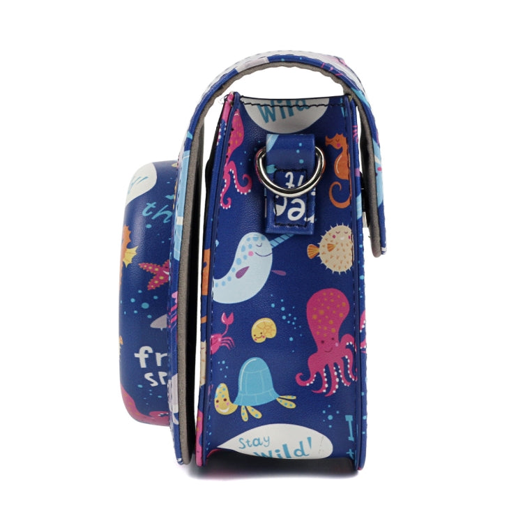 Ocean World Pattern Cámara de cuerpo completo Funda de cuero PU con correa para FUJIFILM instax mini 9 / mini 8+ / mini 8, Ocean World Pattern