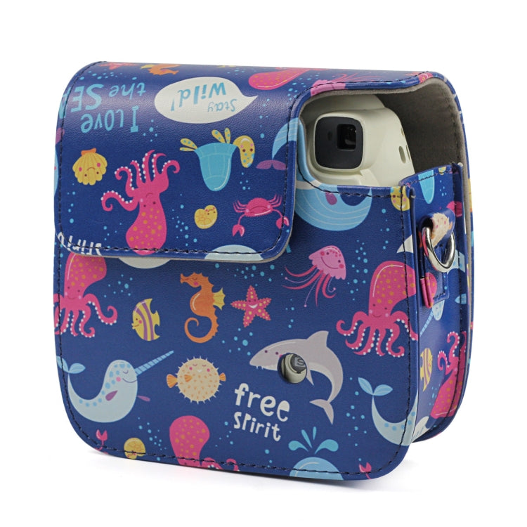 Ocean World Pattern Cámara de cuerpo completo Funda de cuero PU con correa para FUJIFILM instax mini 9 / mini 8+ / mini 8, Ocean World Pattern