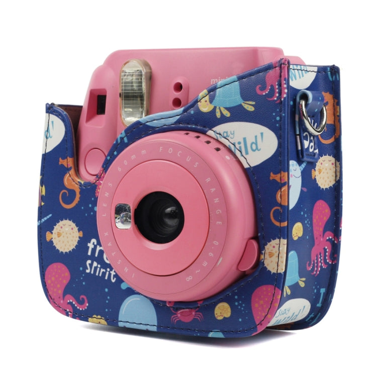 Ocean World Pattern Cámara de cuerpo completo Funda de cuero PU con correa para FUJIFILM instax mini 9 / mini 8+ / mini 8, Ocean World Pattern